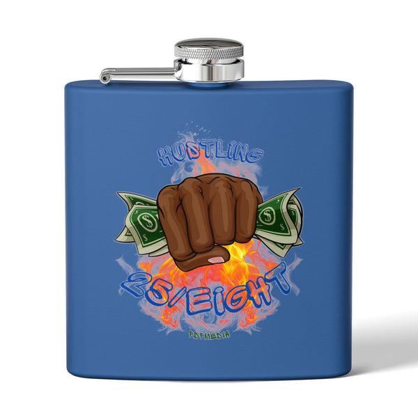 Flask, Hustle Mode - Stainless Steel 6oz (Hustling 25/Eight Blue)