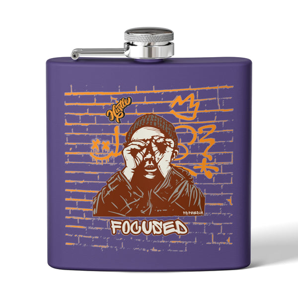 Flask, Hustle Mode - Stainless Steel 6oz (Focused Yellow Crown)