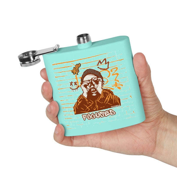 Flask, Hustle Mode - Stainless Steel 6oz (Focused Brown Crown)