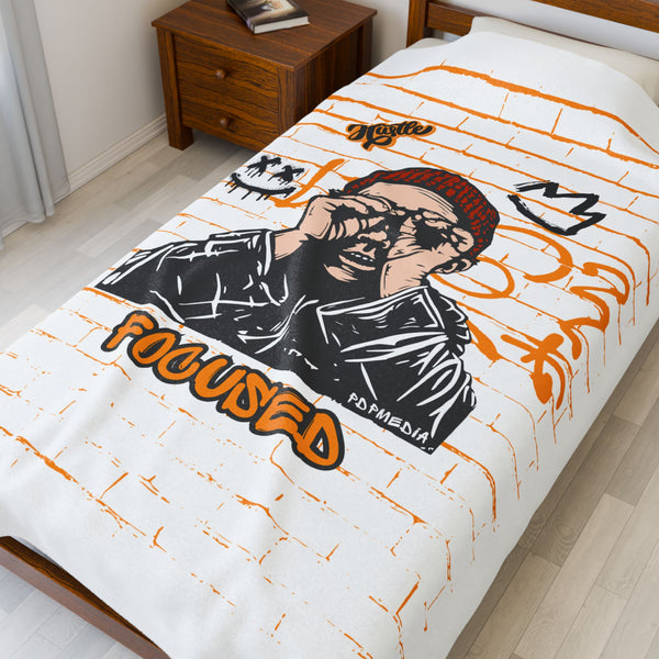Hustle Mode Plush Blanket - Focused King's Crown (Black)