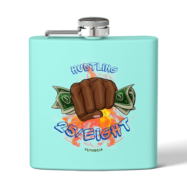 Flask, Hustle Mode - Stainless Steel 6oz (Hustling 25/Eight Blue)