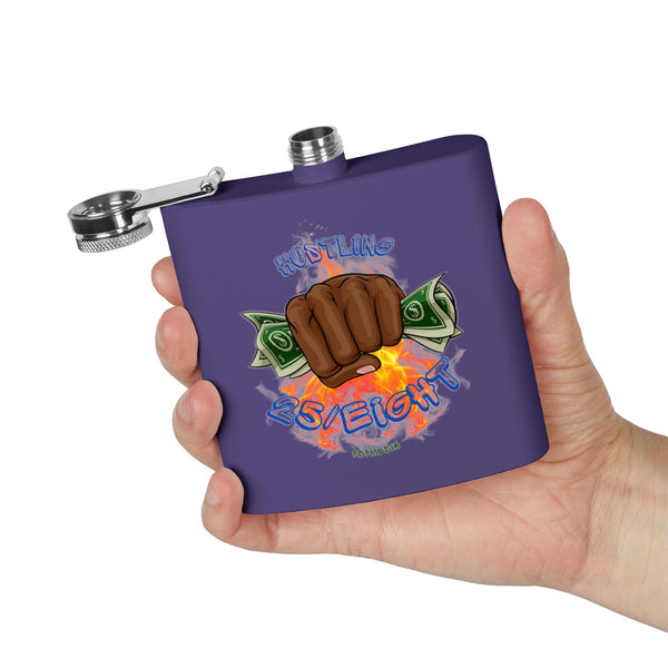 Flask, Hustle Mode - Stainless Steel 6oz (Hustling 25/Eight Blue)