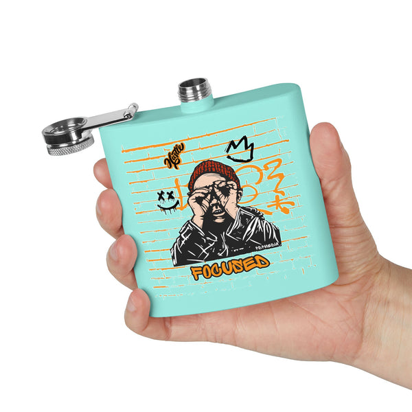 Flask, Hustle Mode - Stainless Steel 6oz (Focused Black Crown)