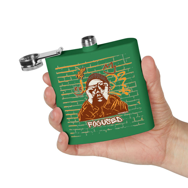 Flask, Hustle Mode - Stainless Steel 6oz (Focused Brown Crown)