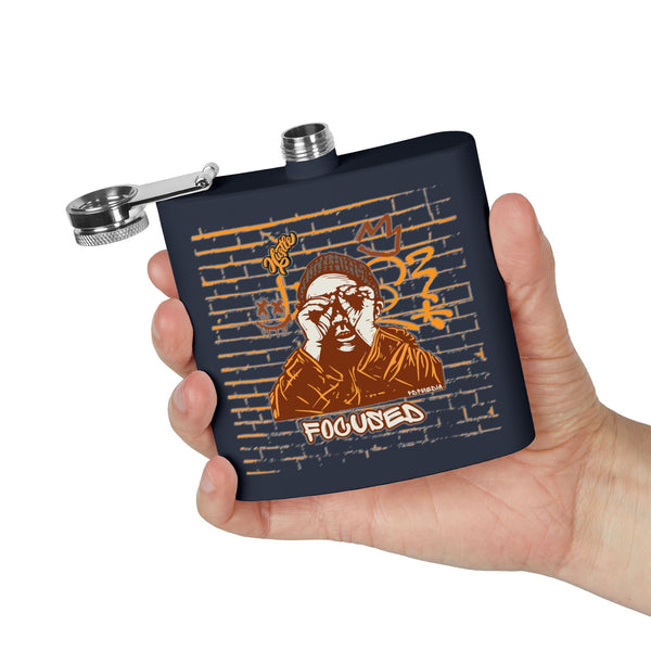 Flask, Hustle Mode - Stainless Steel 6oz (Focused Brown Crown)