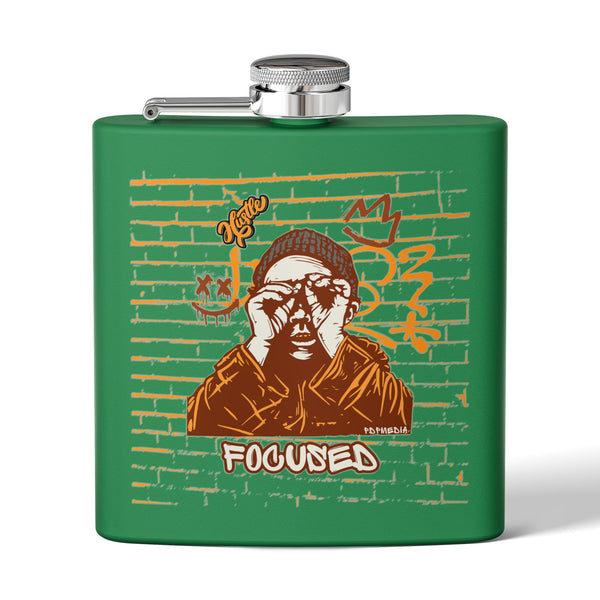Flask, Hustle Mode - Stainless Steel 6oz (Focused Brown Crown)