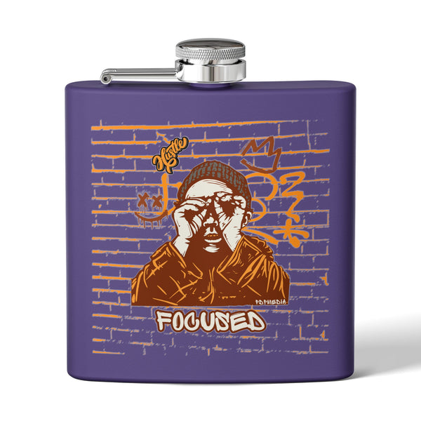 Flask, Hustle Mode - Stainless Steel 6oz (Focused Brown Crown)