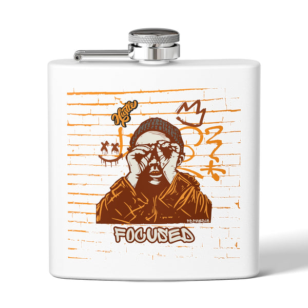 Flask, Hustle Mode - Stainless Steel 6oz (Focused Brown Crown)