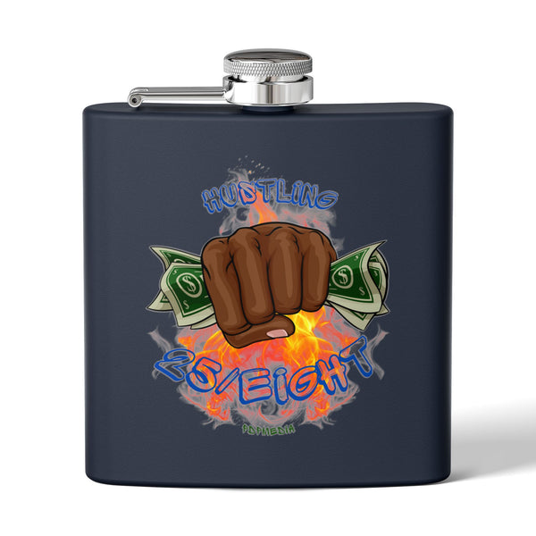 Flask, Hustle Mode - Stainless Steel 6oz (Hustling 25/Eight Blue)