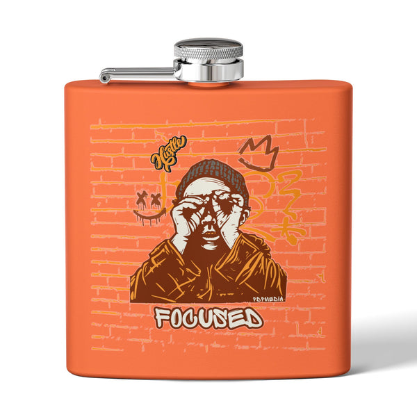 Flask, Hustle Mode - Stainless Steel 6oz (Focused Brown Crown)