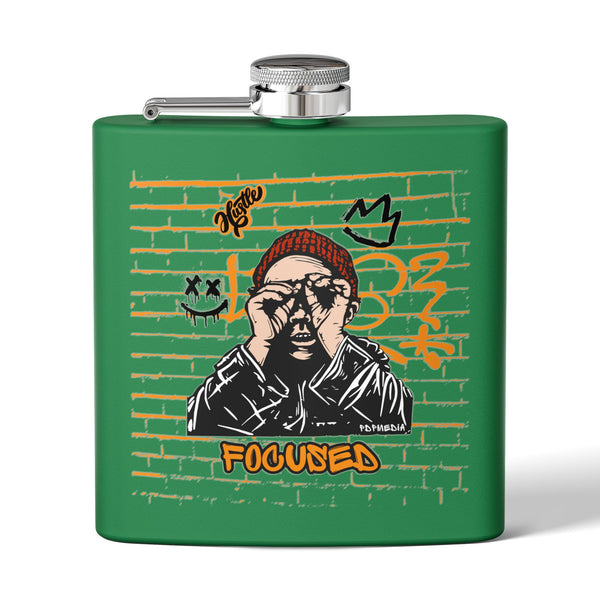 Flask, Hustle Mode - Stainless Steel 6oz (Focused Black Crown)