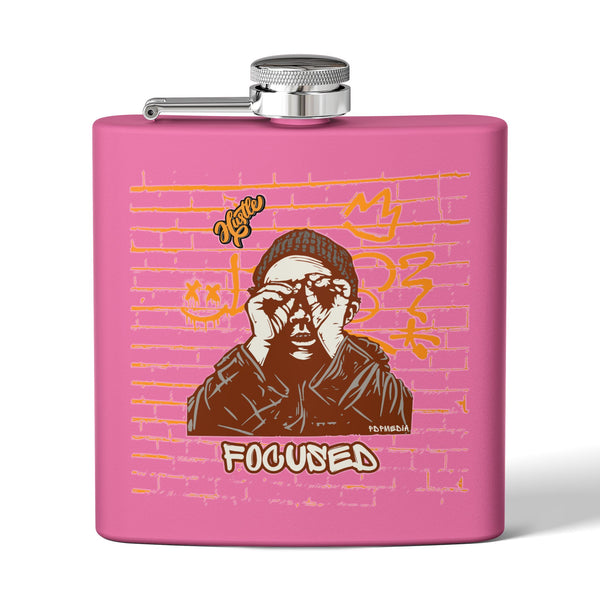 Flask, Hustle Mode - Stainless Steel 6oz (Focused Yellow Crown)