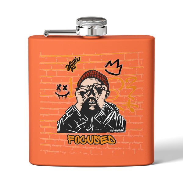Flask, Hustle Mode - Stainless Steel 6oz (Focused Black Crown)