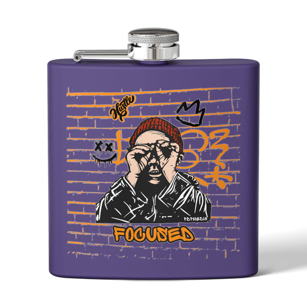 Flask, Hustle Mode - Stainless Steel 6oz (Focused Black Crown)