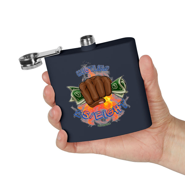 Flask, Hustle Mode - Stainless Steel 6oz (Hustling 25/Eight Blue)