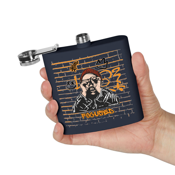 Flask, Hustle Mode - Stainless Steel 6oz (Focused Black Crown)