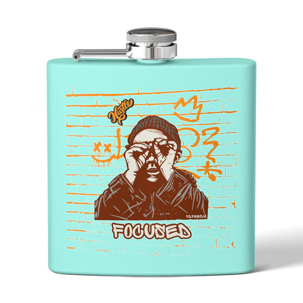 Flask, Hustle Mode - Stainless Steel 6oz (Focused Yellow Crown)