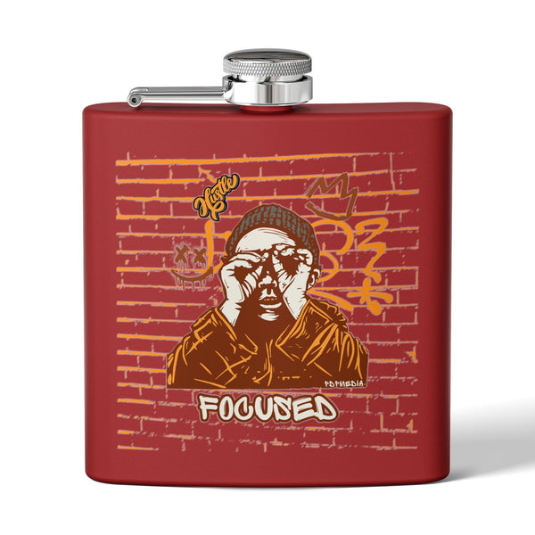 Flask, Hustle Mode - Stainless Steel 6oz (Focused Brown Crown)
