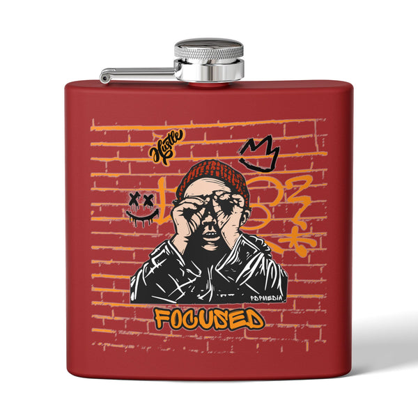Flask, Hustle Mode - Stainless Steel 6oz (Focused Black Crown)