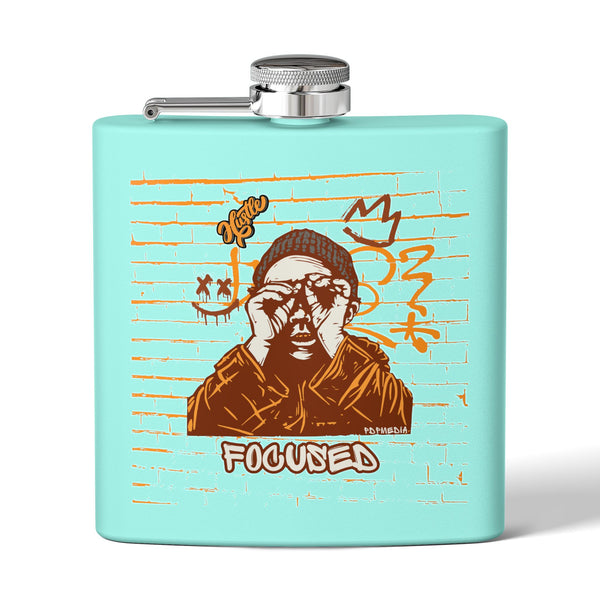Flask, Hustle Mode - Stainless Steel 6oz (Focused Brown Crown)