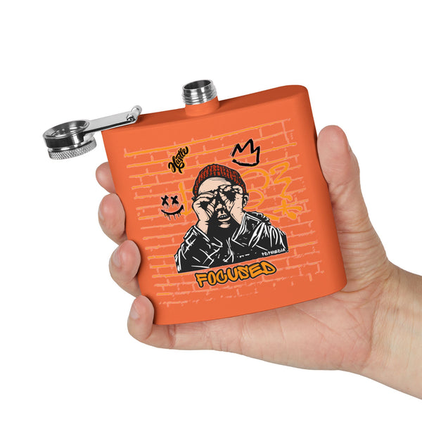 Flask, Hustle Mode - Stainless Steel 6oz (Focused Black Crown)
