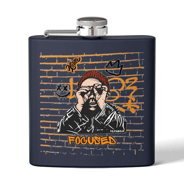 Flask, Hustle Mode - Stainless Steel 6oz (Focused Black Crown)