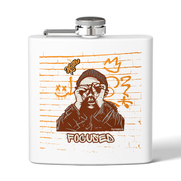 Flask, Hustle Mode - Stainless Steel 6oz (Focused Yellow Crown)
