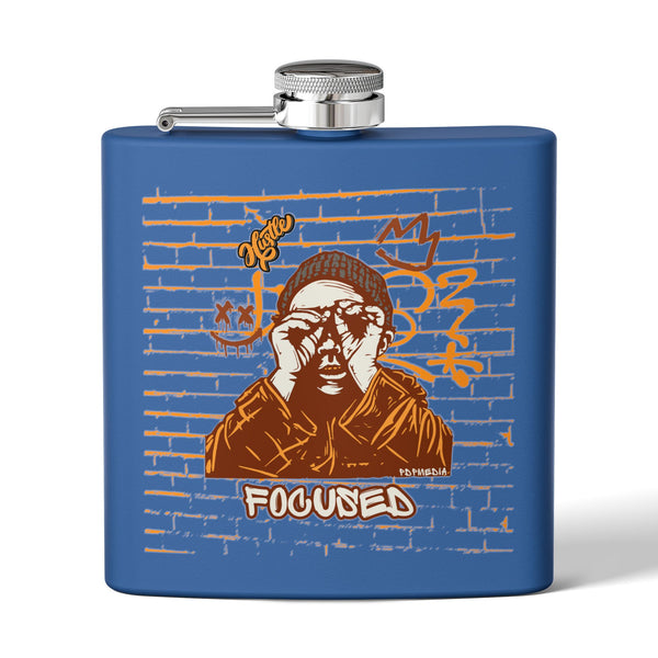 Flask, Hustle Mode - Stainless Steel 6oz (Focused Brown Crown)