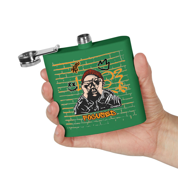 Flask, Hustle Mode - Stainless Steel 6oz (Focused Black Crown)