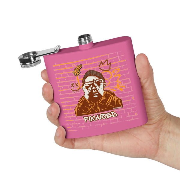 Flask, Hustle Mode - Stainless Steel 6oz (Focused Brown Crown)
