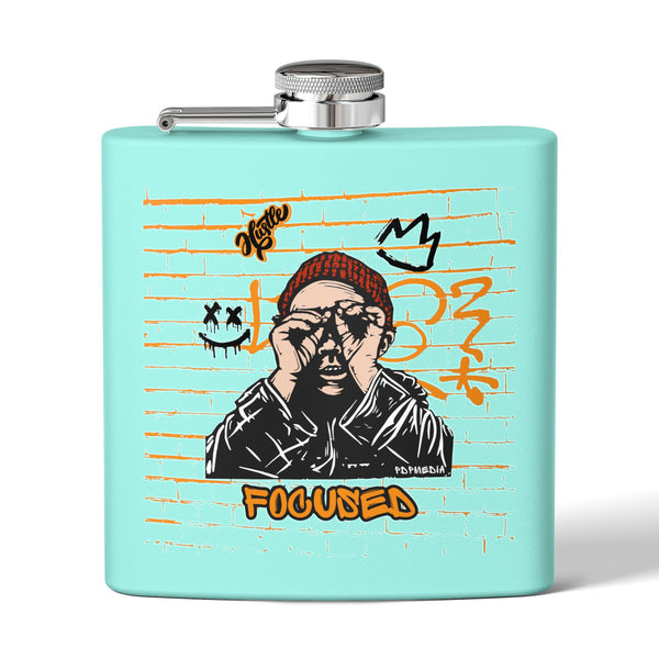 Flask, Hustle Mode - Stainless Steel 6oz (Focused Black Crown)