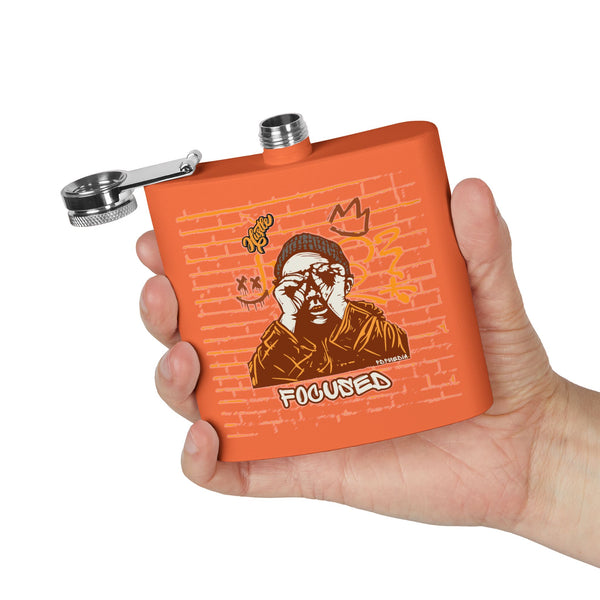 Flask, Hustle Mode - Stainless Steel 6oz (Focused Brown Crown)