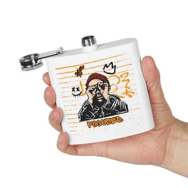 Flask, Hustle Mode - Stainless Steel 6oz (Focused Black Crown)