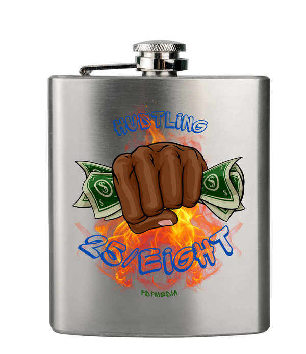 Flask, Hustle Mode - Stainless Steel 6oz (Hustling 25/Eight Blue)