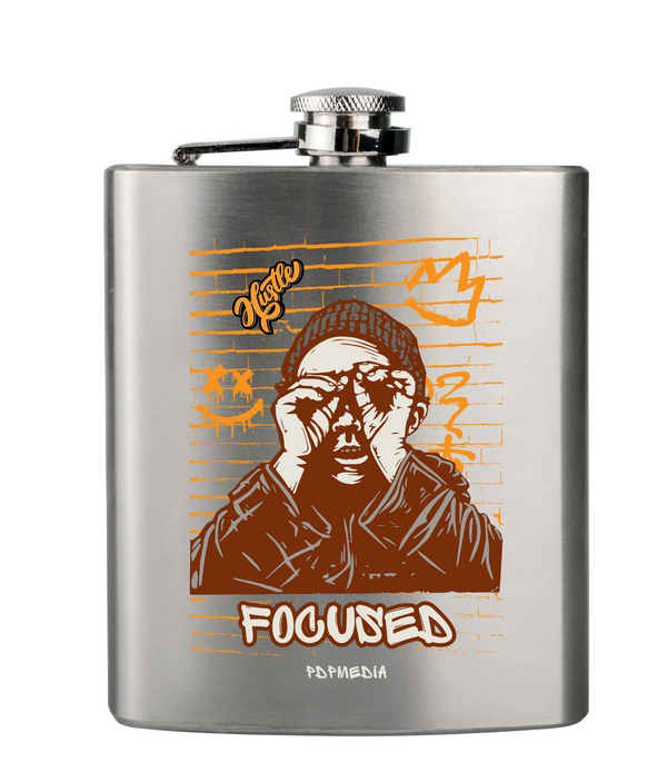 Flask, Hustle Mode - Stainless Steel 6oz (Focused Yellow Crown)